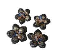 Patchs brodés pour réparations, 4 Pcs DIY 3D Rhinestone Beaded Flower Embroidered Patches Appliques Multicolor 4cm 3.5cm(Model 8)