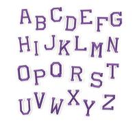 Patchs brodés pour réparations, Embroidery Patches A-Z Alphabet Letters Multicolor Iron On 26 pcs(02-Purple-A-Z)