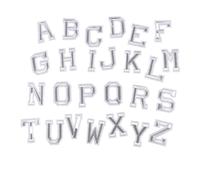 Patchs brodés pour réparations, Embroidery Patches A-Z Alphabet Letters Multicolor Iron On 26 pcs(03-Silver-A-Z)