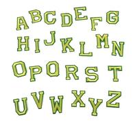 Patchs brodés pour réparations, Embroidery Patches A-Z Alphabet Letters Multicolor Iron On 26 pcs(05-Green Yellow-A-Z)