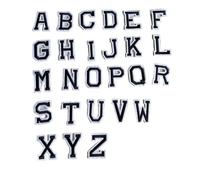 Patchs brodés pour réparations, Embroidery Patches A-Z Alphabet Letters Multicolor Iron On 26 pcs(BlacK-A-Z)