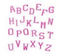 Patchs brodés pour réparations, Embroidery Patches A-Z Alphabet Letters Multicolor Iron On 26 pcs(Fuschia-A-Z)
