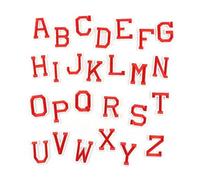 Patchs brodés pour réparations, Embroidery Patches A-Z Alphabet Letters Multicolor Iron On 26 pcs(Red-A-Z)