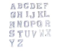 Patchs brodés pour réparations, Embroidery Patches A-Z Alphabet Letters Multicolor Iron On 26 pcs(White-A-Z)