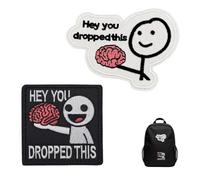 patchs brodés tactiques 2 pièces humour textile drôle autocollants broderie morale écussons amovibles pour sac à dos veste chapeau jeans décor DIY noir et blanc