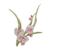 Patchs brodés thermocollants, Écusson brodé thermocollant ou à coudre en forme d'orchidée multicolore 17x14cm for vêtements(Grass Pink)