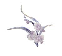 Patchs brodés thermocollants, Écusson brodé thermocollant ou à coudre en forme d'orchidée multicolore 17x14cm for vêtements(Grass Purple)