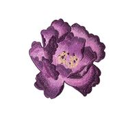 Patchs brodés thermocollants, Écusson brodé thermocollant ou à coudre, motif pivoine chinoise, violet, 11,5 x 11,7 cm