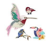 Patchs d’animaux brodés pour vêtements |Plume oiseau chien coudre sur appliques |Patchs de broderie DIY pour vestes/sacs/chapeaux |Décorations en tissu thermocollant (18cm owl sequin cloth patch