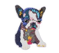 Patchs d’animaux brodés pour vêtements |Plume oiseau chien coudre sur appliques |Patchs de broderie DIY pour vestes/sacs/chapeaux |Décorations en tissu thermocollant (21cm seated sequined dog cloth