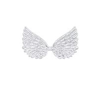 Patchs d'ailes d'ange Double face en tissu or et argent, 20 pièces, for bricolage artisanat, épingle à cheveux, accessoires de décoration pour DIY t - shirt jeans vêtements appliques(Silver)