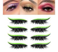 Patchs de Fard À Paupières Lazy, 4 Paires Faux Cils Adhésifs, 2 en 1 Réutilisables, Autocollants Maquillage pour Fards À Paupières et Cils, Naturels Imperméables pour Fête et Bal de Promo(4 pairs of f