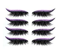 Patchs de Fard À Paupières Lazy, 4 Paires Faux Cils Adhésifs, 2 en 1 Réutilisables, Autocollants Maquillage pour Fards À Paupières et Cils, Naturels Imperméables pour Fête et Bal de Promo(4 pairs of p