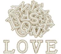 Patchs De Lettres En Strass Perlés, 26 Pièces, L'alphabet Anglais | Patch de perles décoratives 3D 26 appliques(COLOR-05)