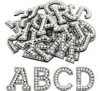 Patchs De Lettres En Strass Perlés, 26 Pièces, L'alphabet Anglais | Patch de perles décoratives 3D 26 appliques(COLOR-01)