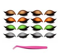 Patchs De Maquillage for Cils, Autocollants De Maquillage Réutilisables 2 En 1 Avec Faux Cils Et Ombre à Paupières, Pochoirs De Maquillage for Toutes Les Formes D'yeux(Set-b)