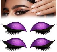 Patchs de maquillage pour les yeux 2 en 1 réutilisables avec faux cils et ombre à paupières, sans colle, pour un maquillage rapide, pour les fêtes et le quotidien
