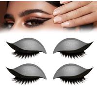 Patchs de maquillage pour les yeux 2 en 1 réutilisables avec faux cils et ombre à paupières, sans colle, pour un maquillage rapide, pour les fêtes et le quotidien