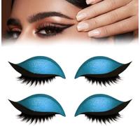 Patchs de maquillage pour les yeux 2 en 1 réutilisables avec faux cils et ombre à paupières, sans colle, pour un maquillage rapide, pour les fêtes et le quotidien