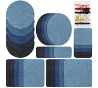 Patchs De Réparation Thermocollants Pour Jeans 30 Pcs Un Jean Bleu