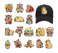 Patchs décoratifs pour vêtements - 16 pièces autocollants de réparation Capybara | Insignes d’artisanat faits à la main | Patchs brodés à repasser pour femmes et hommes, chapeau, sac à dos, décoration