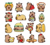 Patchs Décoratifs pour Vêtements - 16 Pièces Motifs Thermocollants Capybara - Autocollants de Réparation Badges Fournitures Artisanat Fait Main pour Femmes Hommes Décorations de Chapeau Sac à Dos Vête