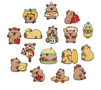 Patchs Décoratifs pour Vêtements - Lot de 16 Pièces Patch Broderie Capybara,Fournitures Artisanales Fait Main Badges Mignons Esthétiques pour Femmes et Hommes Décorations pour Veste, Chapeau et Vêteme