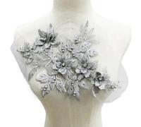 Patchs en dentelle brodée, Appliques de dentelle brodées faites à la main for robe mariée, autocollants décoratifs en tissu, DIY bricolage