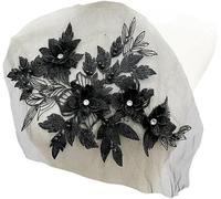 Patchs en dentelle brodée, Appliques de dentelle brodées faites à la main for robe mariée, autocollants décoratifs en tissu, DIY bricolage