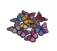 Patchs en tissu brodés de fleurs Lot de 12 patchs brodés thermocollants motif marguerite, tournesol, abeille, papillon, animal, for jeans, chapeaux, sacs, vêtements(12pcs 4.3cmButterfly)