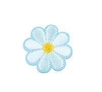 Patchs en tissu brodés de fleurs Lot de 12 patchs brodés thermocollants motif marguerite, tournesol, abeille, papillon, animal, for jeans, chapeaux, sacs, vêtements(12pcs 4cm Blue Daisy)