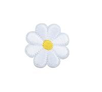 Patchs en tissu brodés de fleurs Lot de 12 patchs brodés thermocollants motif marguerite, tournesol, abeille, papillon, animal, for jeans, chapeaux, sacs, vêtements(12pcs 4cmWhite Daisy)