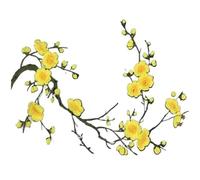 Patchs en tissu brodés de fleurs Lot de 2 patchs broderie en forme fleur prunier, autocollants tissu, thermocollants, for travaux manuels, couture, réparation, brodés(Color 6)