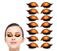 Patchs for Cils Lazy Eye Shadow, Autocollants for Cils Lazy, 7 Paires D'autocollants for Fards à Paupières Pailletés avec Cils, Fard à Paupières Et Cils Faciles à Appliquer en Un(Orange)
