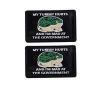 Patchs imprimés My Tummy Hurts I'm Mad at The Government Frog, attaches à crochet au dos avec échantillon à boucle, bord brodé, 8,5 x 5,9 cm, noir