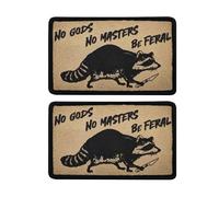 Patchs imprimés No Gods No Masters Raccoon, bord brodé en tissu, attaches à crochet au dos avec boucle échantillon, 8,9 x 5,9 cm