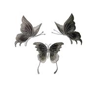 Patchs papillon brodés en dentelle, 3 pièces, à coudre sur les vêtements, robe de danse appliquée(Black)