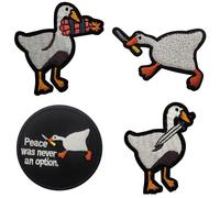 Patchs Patchs Militaires DrôLes Autocollant Magique oie blanche Avec Couteau Accessoires Vestimentaires Avec Pour GarçOns, Filles, Vestes, Jeans, Sacs à Dos, Chapeaux (noir)