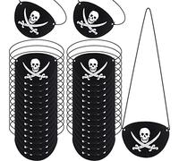 Patchs pour Les Yeux de Pirate en Feutre Noir Un Œil de Crâne Capitaine Patchs pour Les Yeux pour Halloweensoirée à Thème Pirate de Noël (12 Pièces)