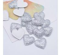 Patchs Rembourrés En Forme De C?ur Bling,22x20mm,100 Pièces,Pour Bricolage,Vêtements De Sauna,Pinces À Cheveux,Décor,Vêtements,Chapeau,Artisanat,Fournitures De Couture - Type Silver