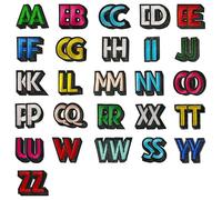 Patchs Thermocollants Lettres 52 pièces Patchs Brodés, Patchs Brodés avec Lettres Alphabet De A à Z pour T-shirt Jeans Vêtements Sacs (Colored letters)