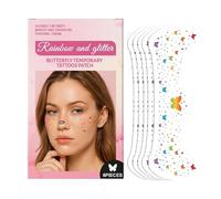 Patchs Visage Taches Temporaires | Décalques À Paillettes Longue Durée Imperméables 6 Pièces Pour Halloween Cosplay Accessoires Cinéma Festivals Musique