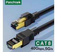 Patchtek Cat8 Lan 40G RJ45 câble Ethernet réseau 0.2 M-20 M SSTP 28AWG paires torsadées 2000 Mhz Internet Lan cordon pour ordinateurs portables PS CAT8 Round Blue