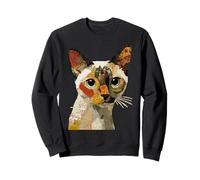 Patchwork Chat Siamois Boho Collage Quilt Art Feline Animal Sweatshirt