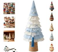 Patchwork Christmas Tree Decoration Kit,DIY Fabric Christmas Tree Craft Set with Buttons & Thread,Handmade Holiday Ornament Making Kit for Quilters Crafters Xmas Decor (E)
