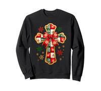 Patchwork Croix de Noël Jésus Religieux Chrétien Catholique Sweatshirt