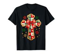 Patchwork Croix de Noël Jésus Religieux Chrétien Catholique T-Shirt