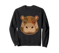 Patchwork Hippopotame Rustique Automne Hippopotame Quilt Art Graphic Sweatshirt
