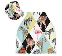 Patchwork Léopard Tropical Tigre Housse de Canopée pour Poussette,Siège de Voiture pour Bébé Dais Siège Auto Couverture D'Allaitement Pare-Soleil Respirant Extensible pour Bébé