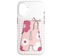 Patchwork Lettre A Initiale Femme Couture Floral Rose Coque pour iPhone 16